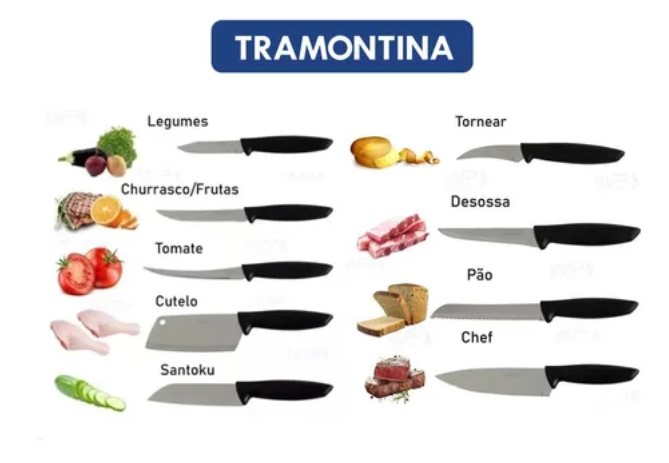 Jogo de Facas Tramontina Aço Inox 9pçs