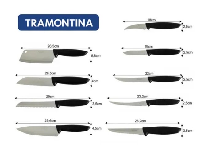 Jogo de Facas Tramontina Aço Inox 9pçs